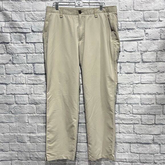 Under Armour Mens Khaki Performance Casual Golf Stretch Pants Sz 38X32 (36X31) - Picture 2 of 13